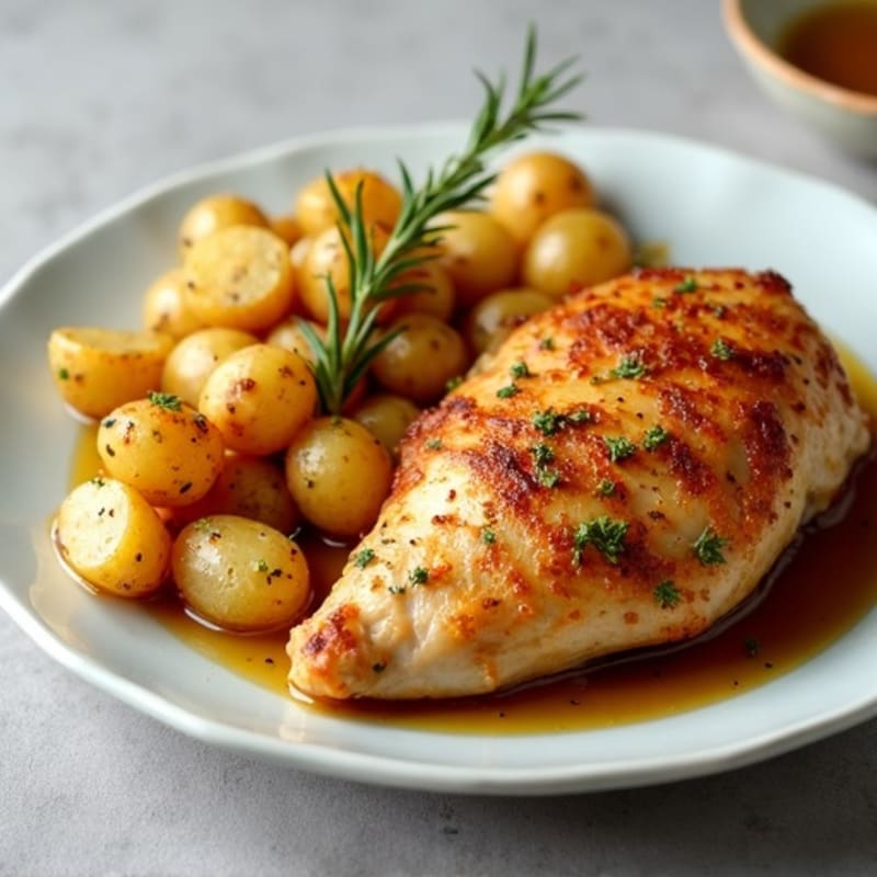Crispy Roasted Chicken and Garlic Herb Potatoes