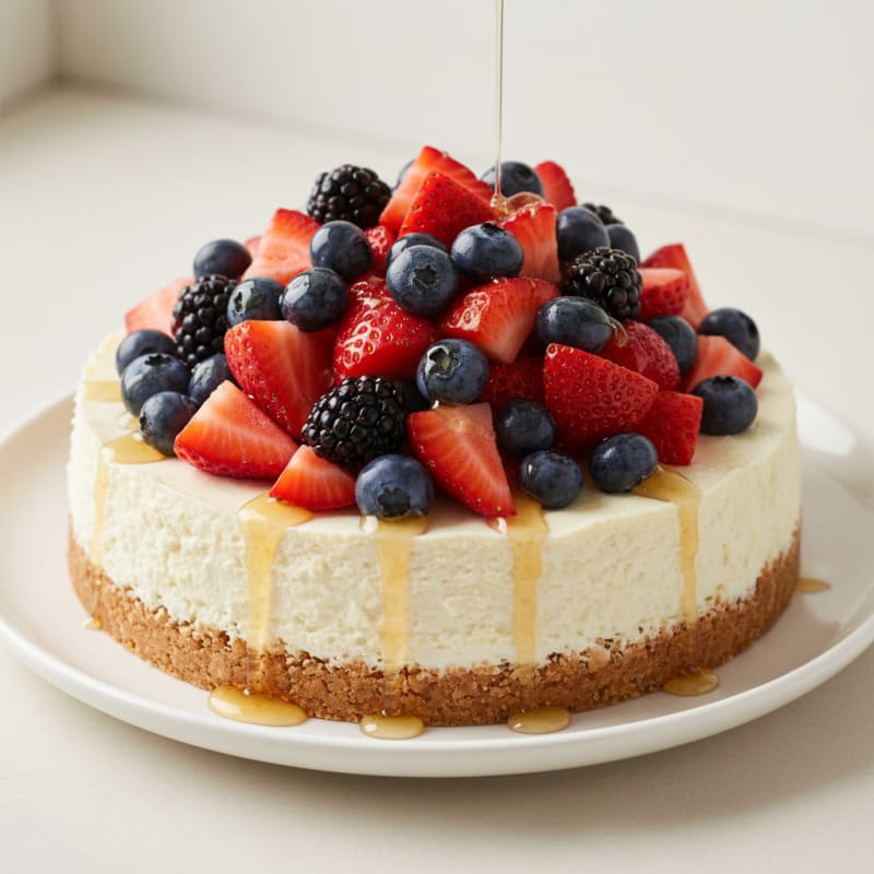 Greek Yogurt Protein Cheesecake with Fresh Berries