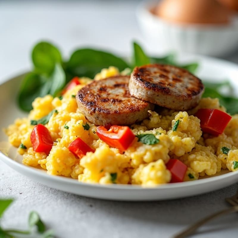 Egg White Veggie Scramble with Turkey Sausage