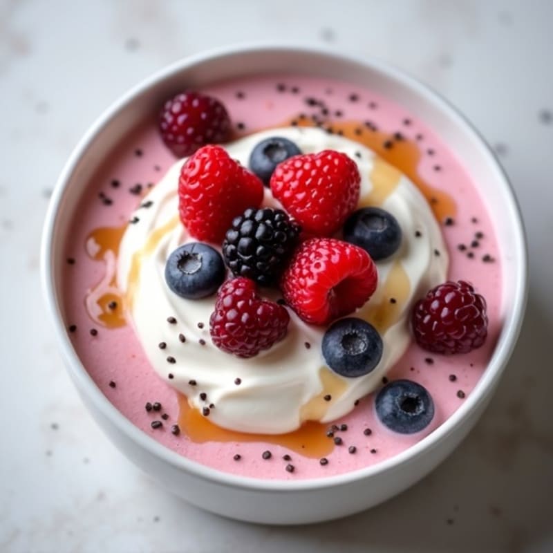 Silky Greek Yogurt Protein Pudding with Mixed Berries