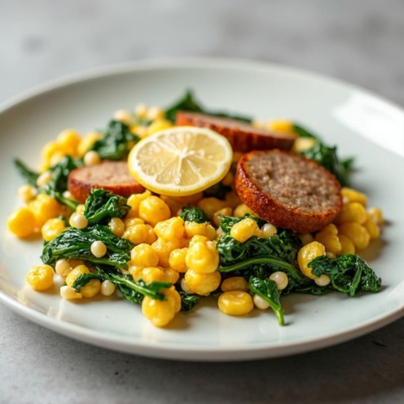 Egg White and Turkey Sausage Scramble with Spinach