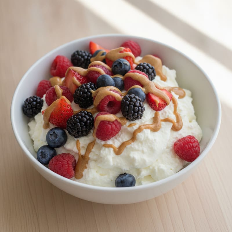 Greek Yogurt Protein Mousse with Mixed Berries