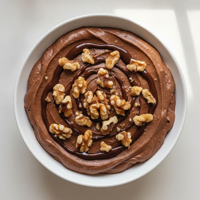 Silky Chocolate Protein Pudding with Chopped Walnuts