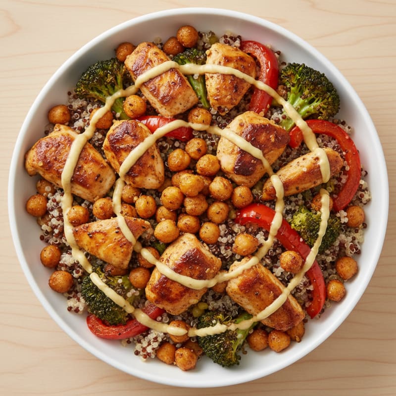 Roasted Vegetable and Chickpea Grain Bowl