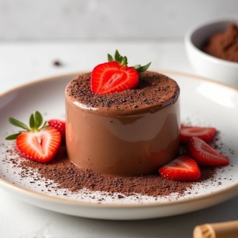 Silky Chocolate Protein Pudding with Fresh Strawberries