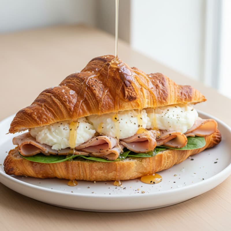 Golden Flaky Croissant with Honey Butter