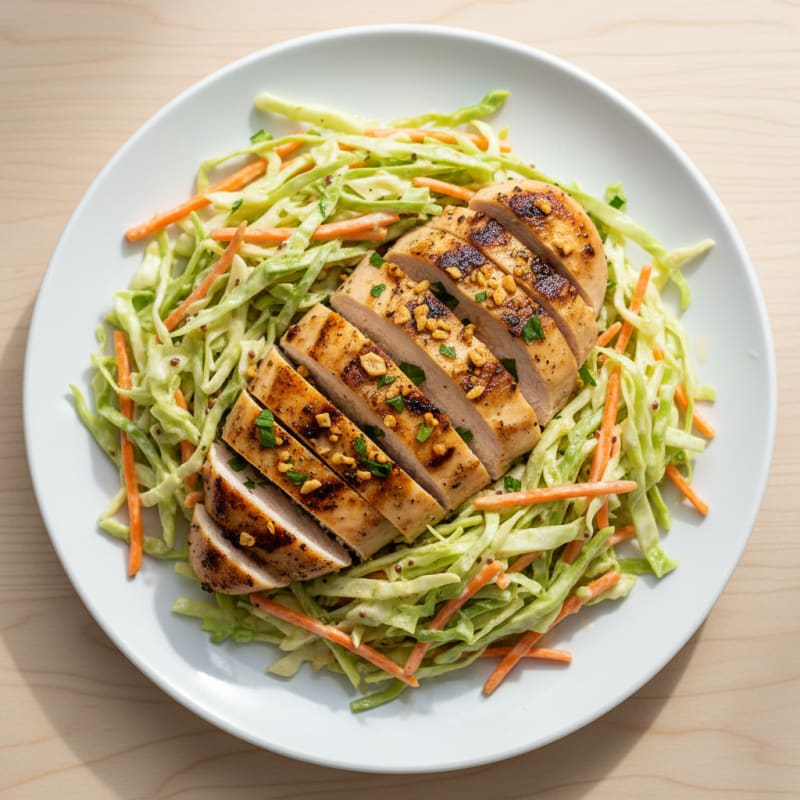 Grilled Chicken Breast with Crunchy Cabbage Slaw
