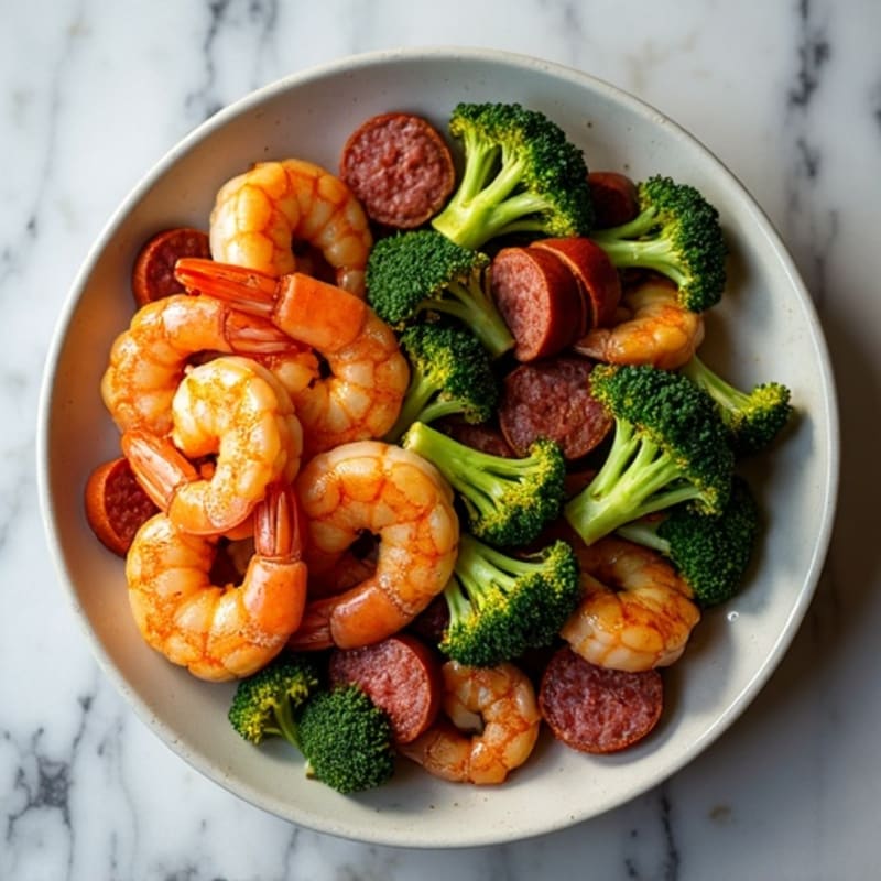 Sheet Pan Shrimp, Smoked Sausage, and Crispy Broccoli
