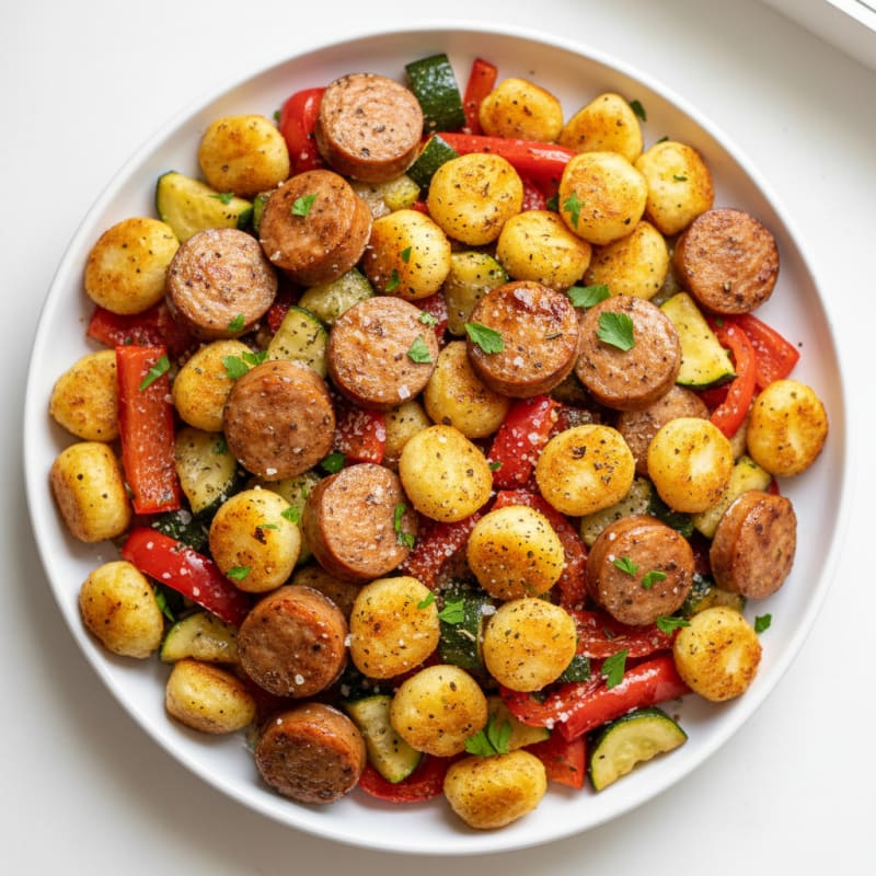 Sheet Pan Chicken Sausage with Cauliflower Gnocchi