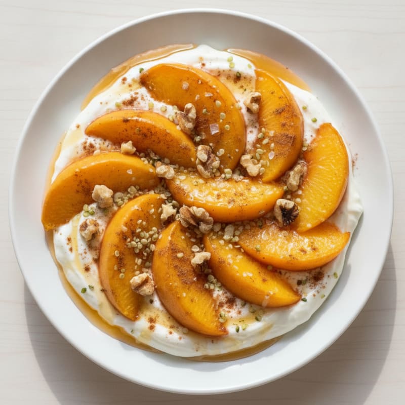 Baked Peaches with Honey-Vanilla Yogurt