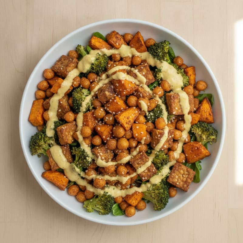 Roasted Sweet Potato and Chickpea Buddha Bowl