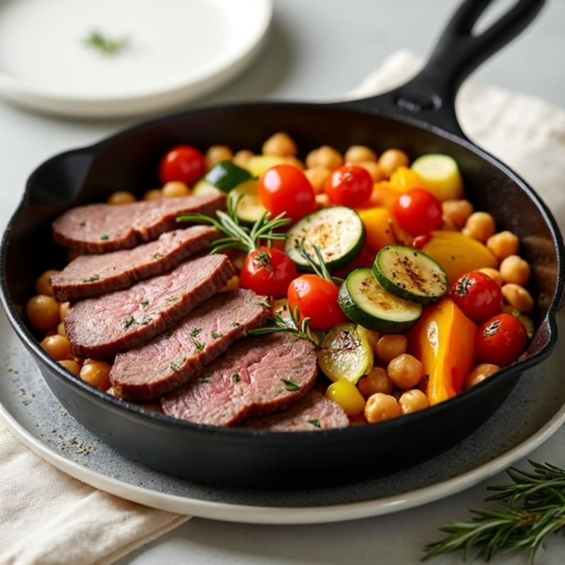 Herb-Seasoned Lean Beef Skillet with Roasted Vegetables