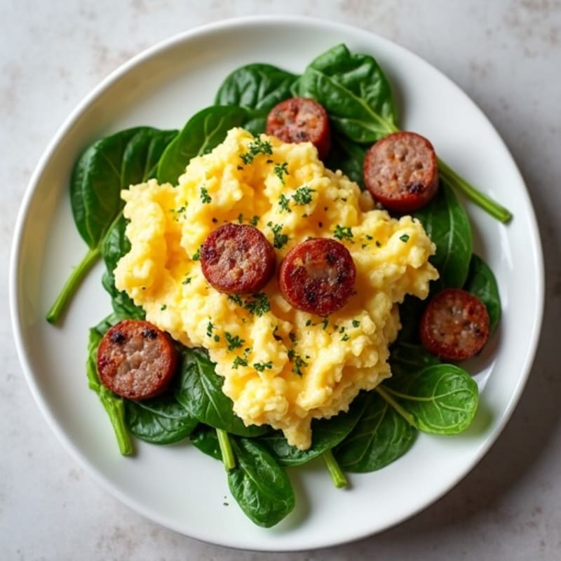 Egg White Scramble with Spinach and Turkey Sausage