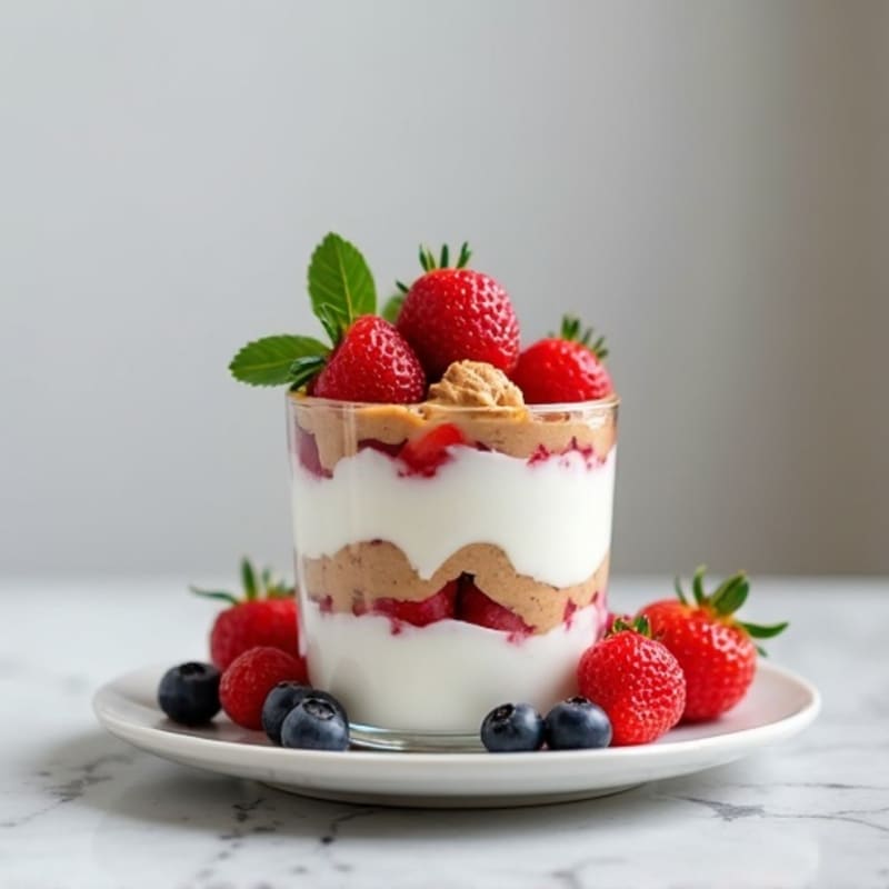 Greek Yogurt Protein Parfait with Berries and Almond Butter