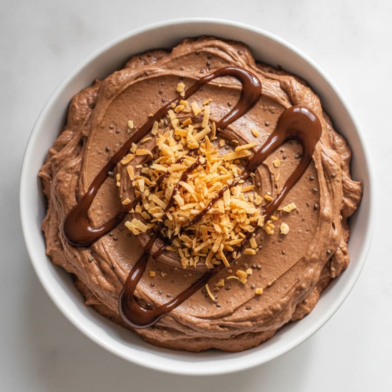 Silky Chocolate Protein Pudding with Toasted Coconut