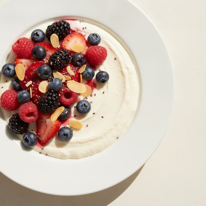 Silky Greek Yogurt Protein Pudding with Mixed Berries