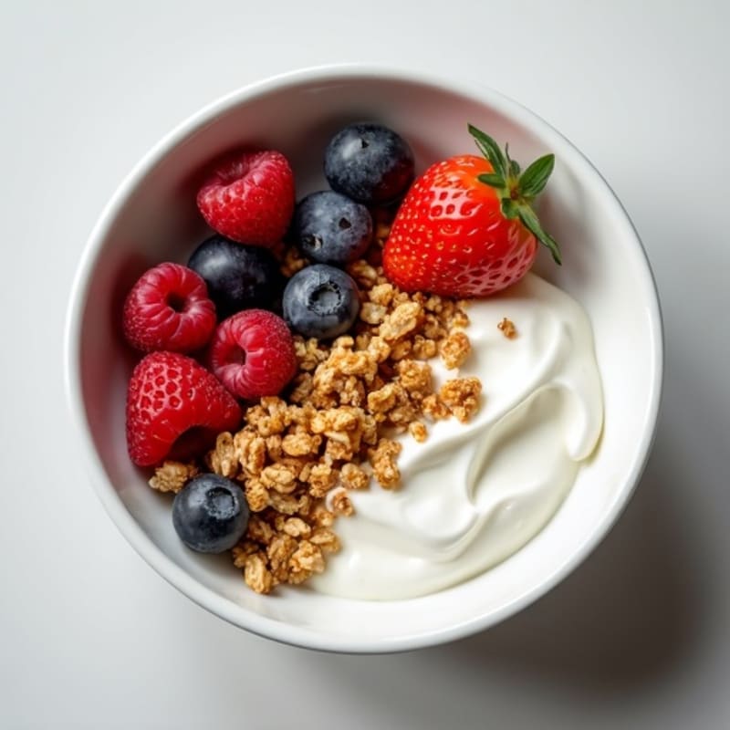 Creamy Greek Yogurt Bowl with Fresh Berries and Crunchy Granola
