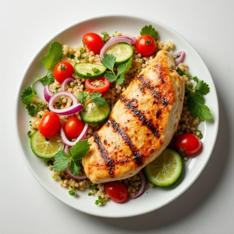 Grilled Chicken Breast with Crunchy Quinoa Salad