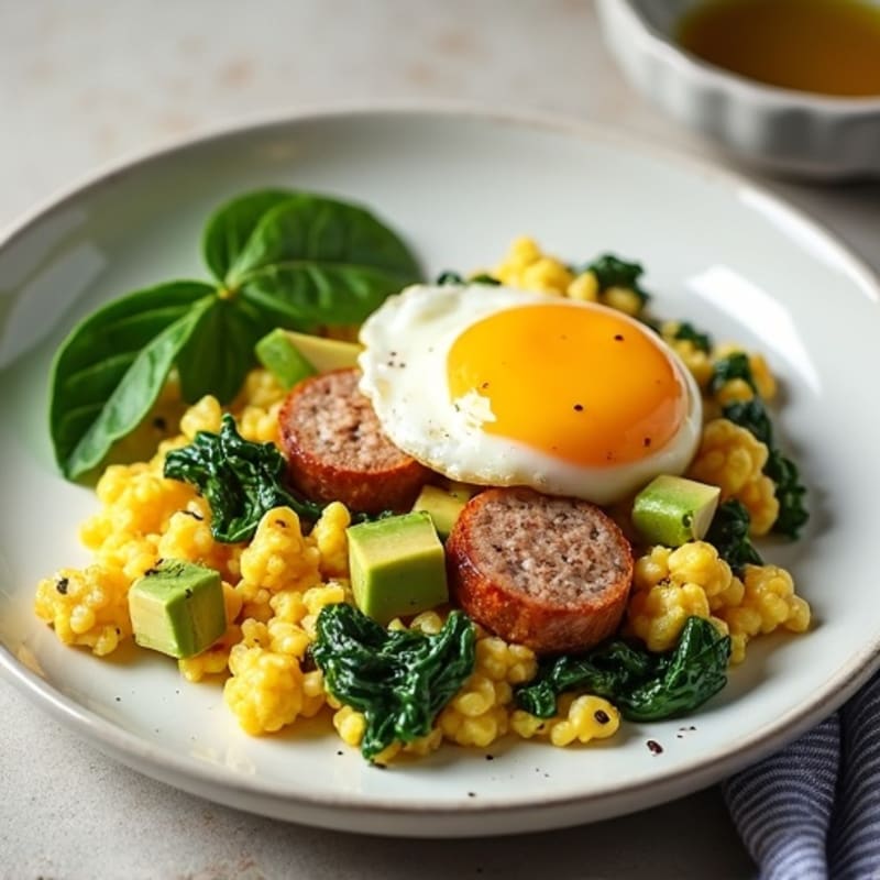 Egg White and Turkey Sausage Scramble with Spinach