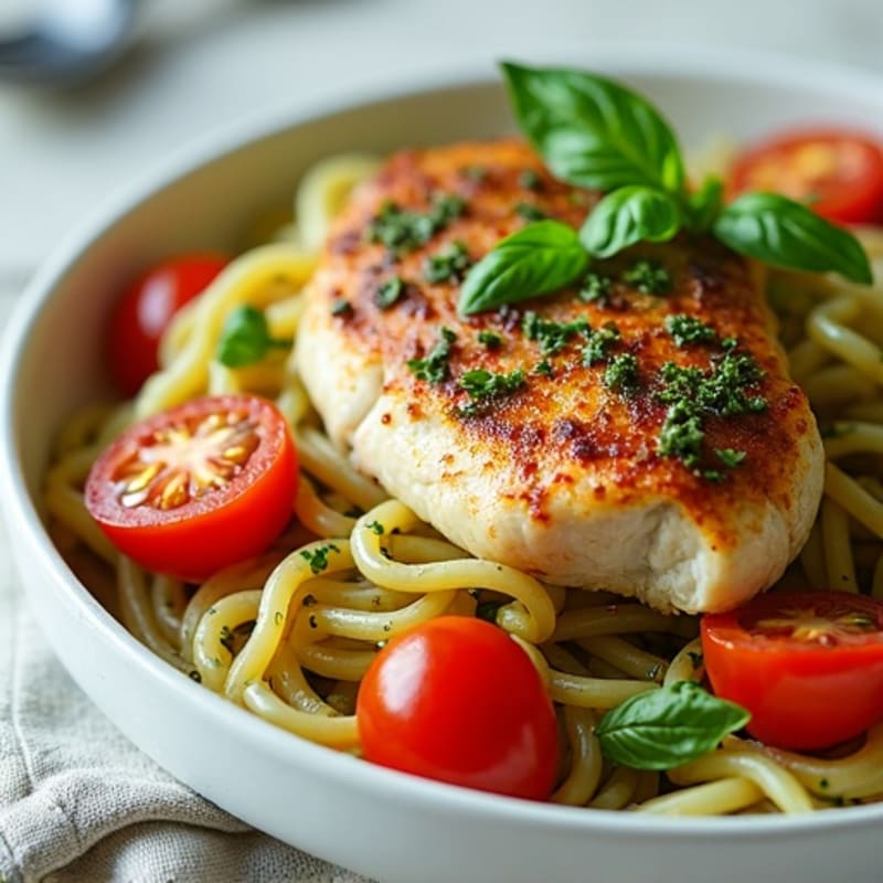 Pan-Seared Chicken with Fresh Pesto Pasta
