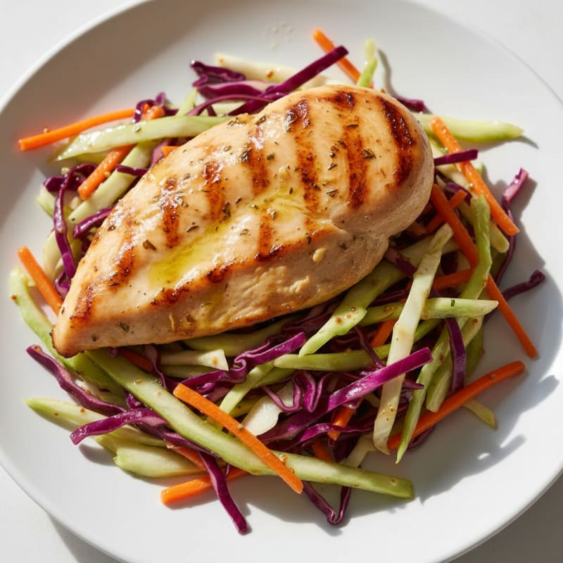 Grilled Chicken Breast with Crunchy Cabbage Slaw