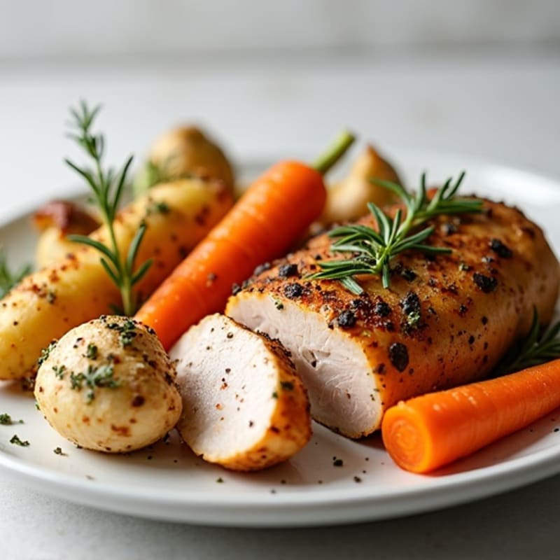 Herb-Roasted Turkey Breast with Crispy Root Vegetables