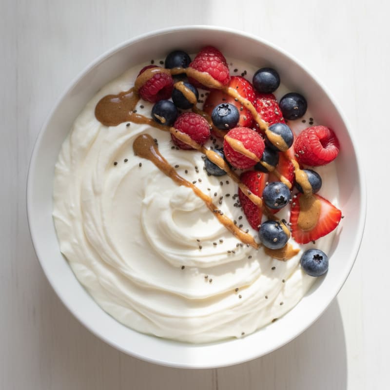 Silky Greek Yogurt Protein Pudding with Mixed Berries
