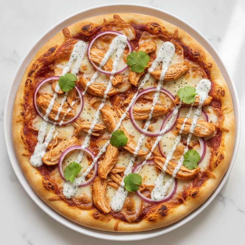 BBQ Ranch Chicken Pizza with Red Onion