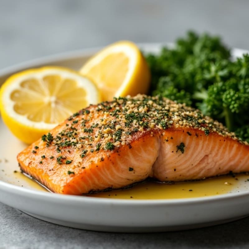 Herb-Crusted Pan Seared Salmon with Lemon