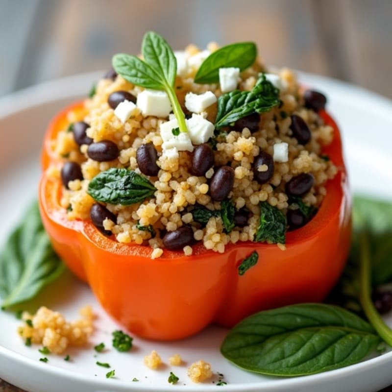 Savory Mushroom and Quinoa Stuffed Bell Peppers
