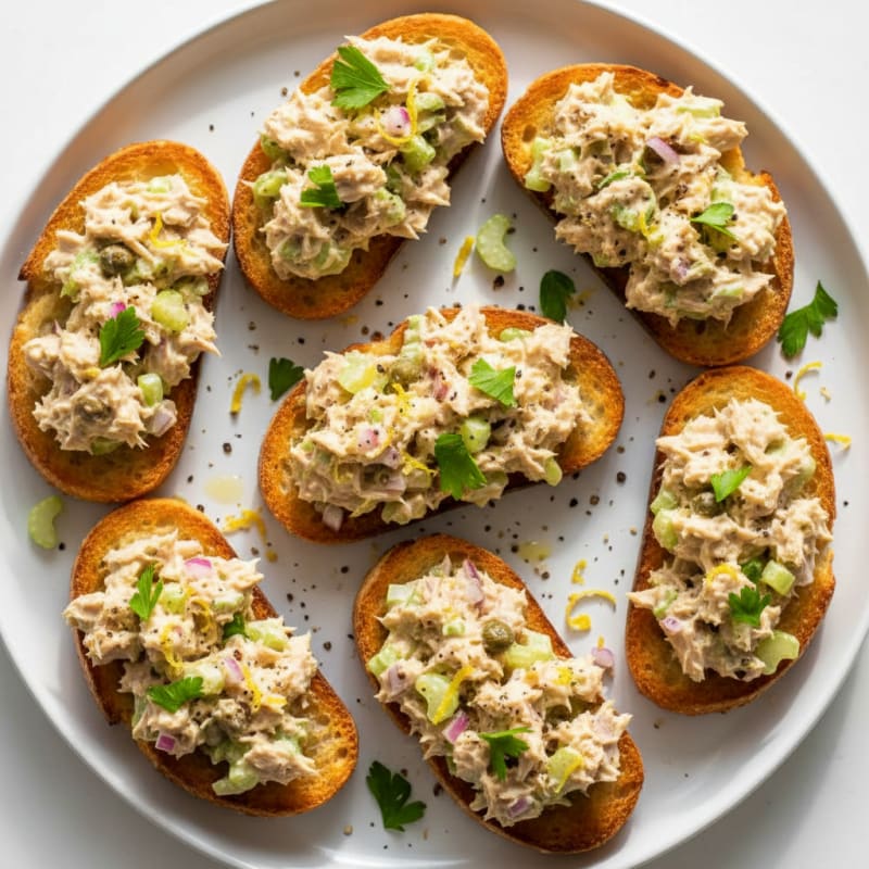 Creamy Zesty Tuna Salad Crostini