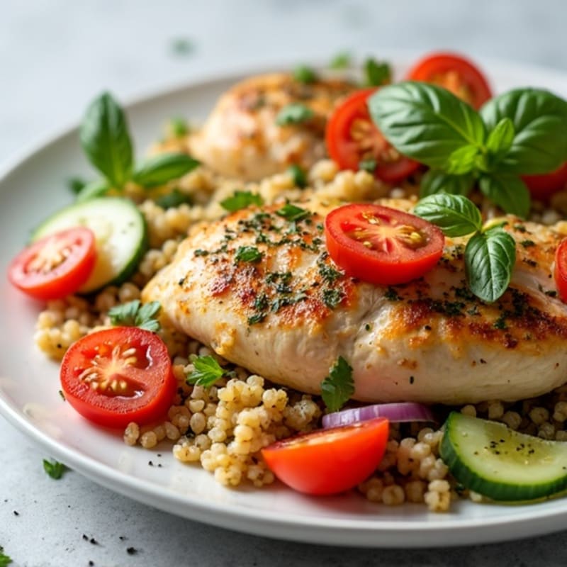 Herb-Roasted Chicken with Mediterranean Quinoa