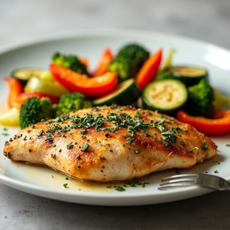 Herb-Crusted Pan Seared Chicken with Roasted Vegetables