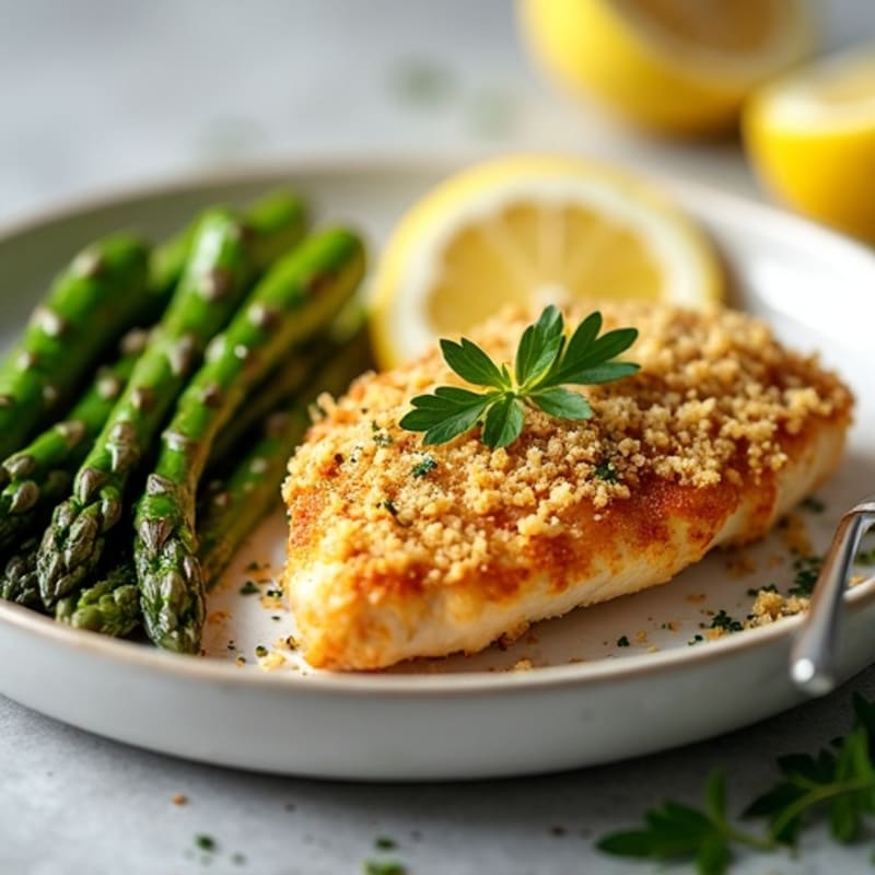 Crispy Lemon Herb Chicken with Roasted Asparagus