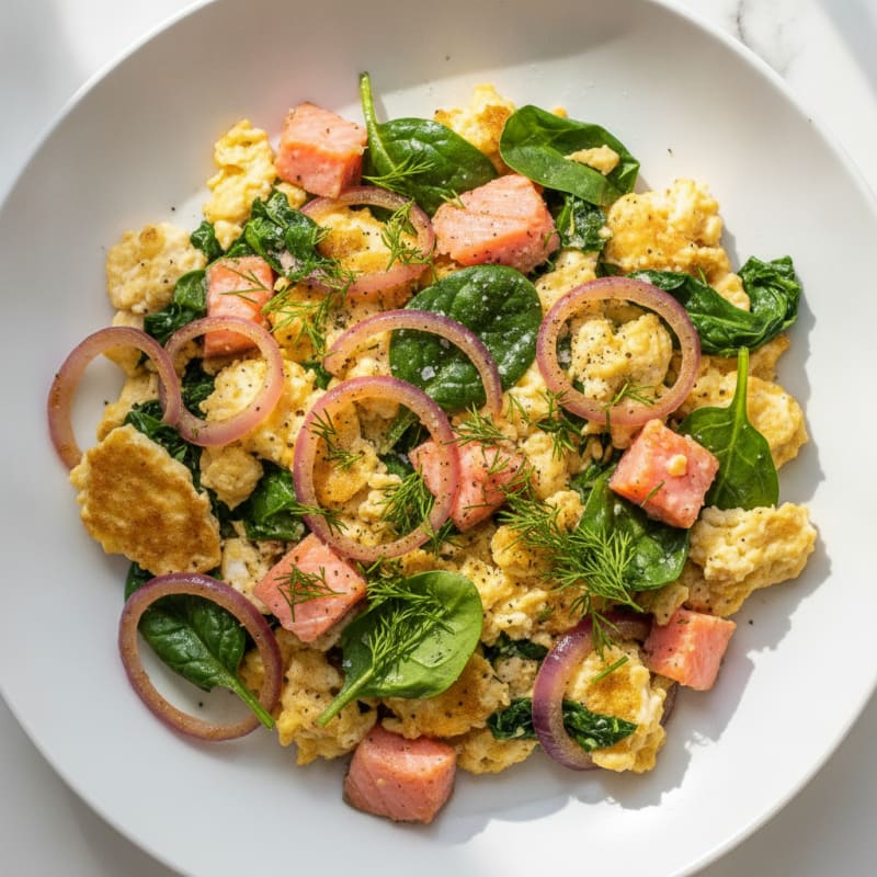Smoked Salmon and Dill Scramble