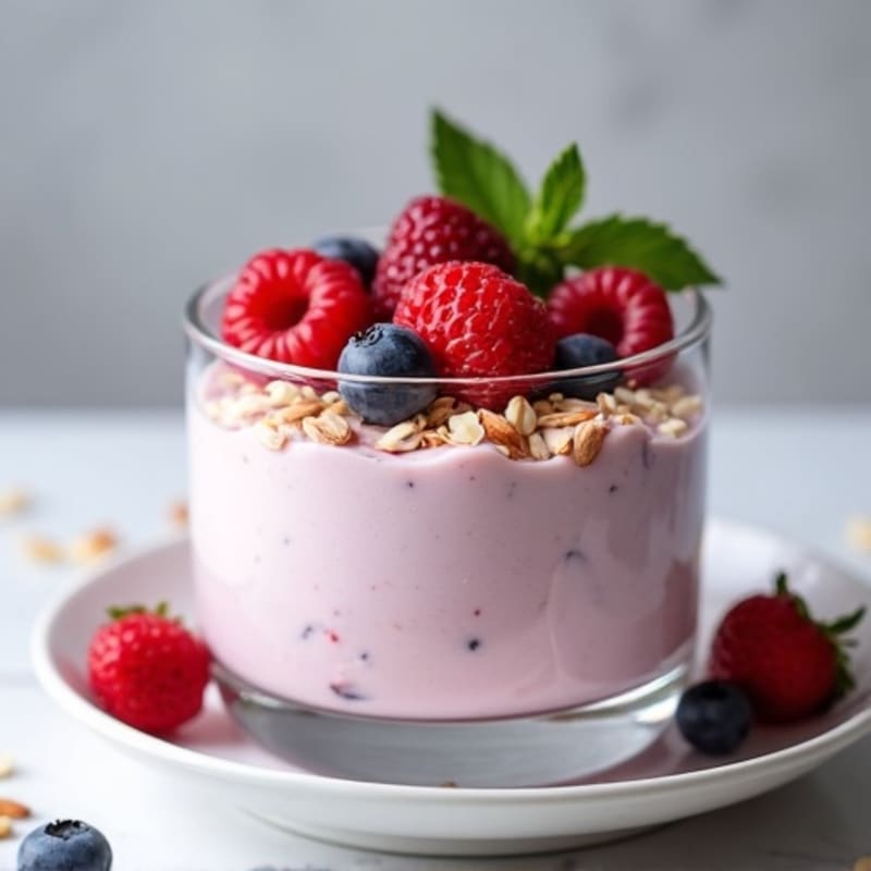 Silky Greek Yogurt Protein Pudding with Mixed Berries