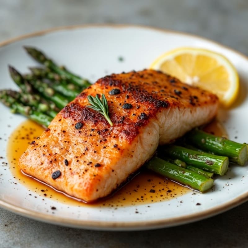 Crispy Blackened Salmon with Roasted Asparagus