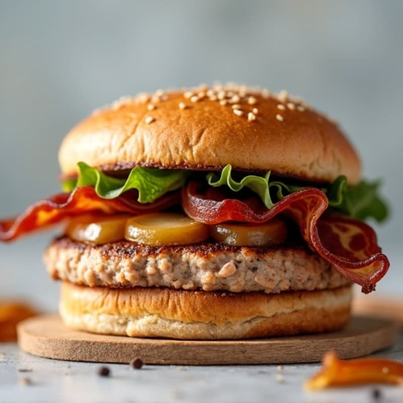 Lean Turkey-Bacon Burger with Caramelized Onions
