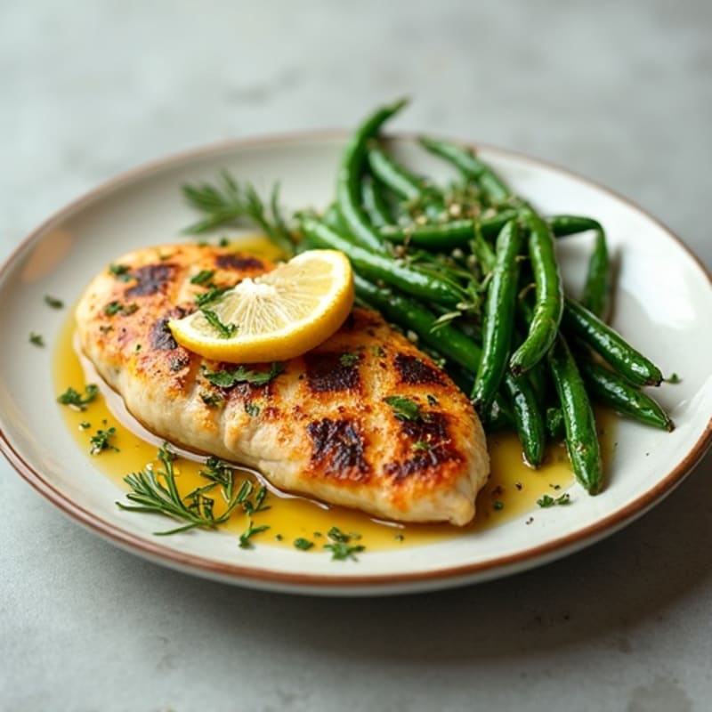 Lemon Herb Grilled Chicken with Crispy Roasted Green Beans