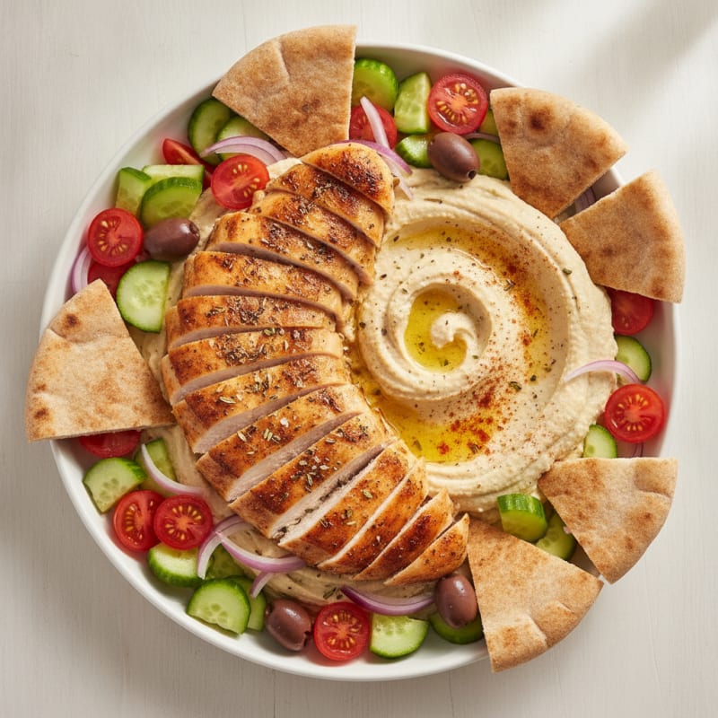 Herb-Roasted Chicken Hummus Platter