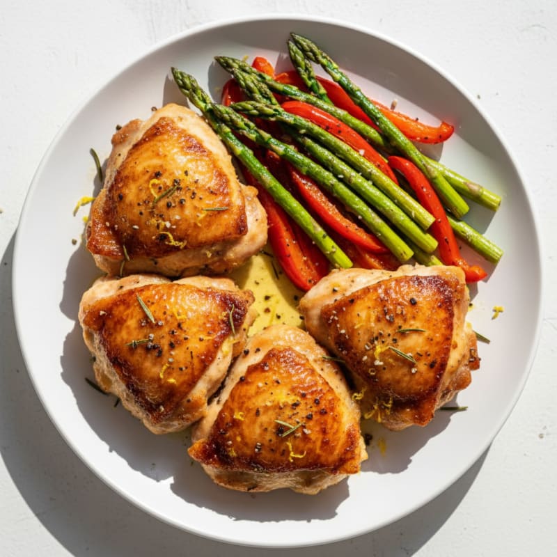 Crispy Lemon-Herb Chicken Thighs with Roasted Vegetables