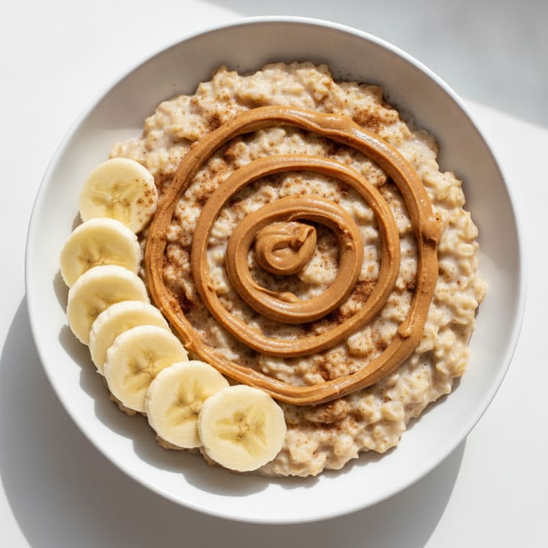Creamy Oats with Peanut Butter Swirl and Protein Powder