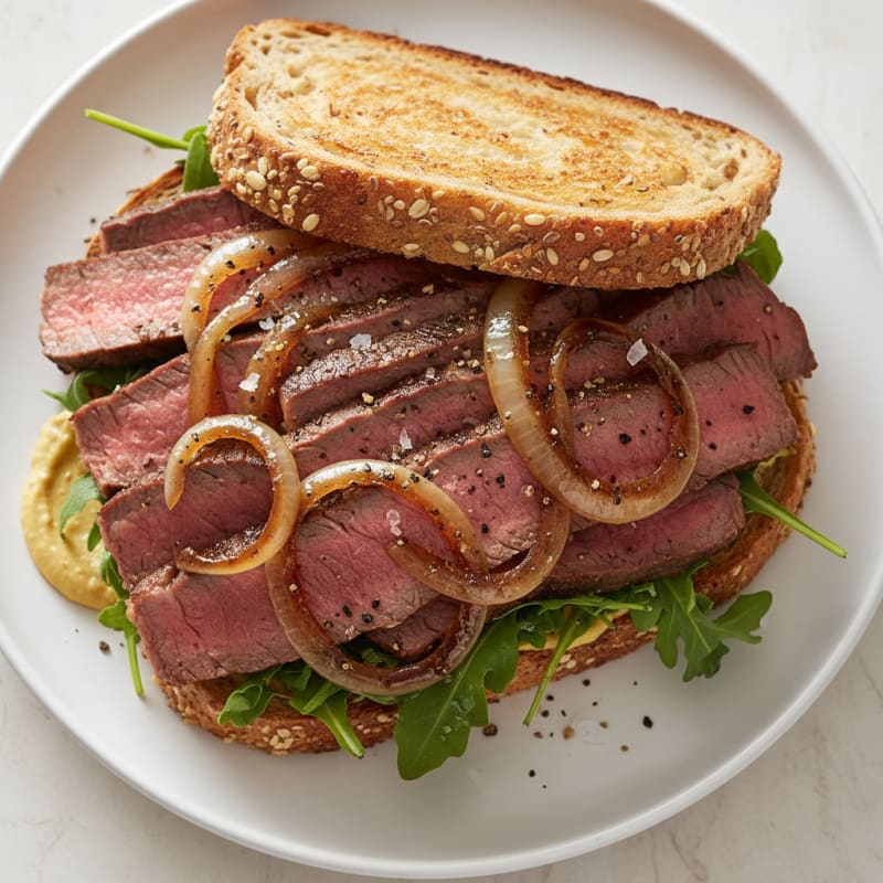 Tender Steak and Caramelized Onion Sandwich