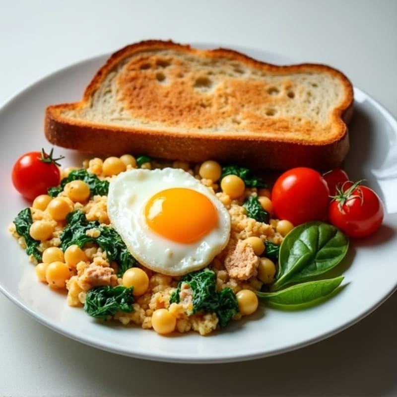 Egg White and Turkey Spinach Scramble with Fresh Tomatoes