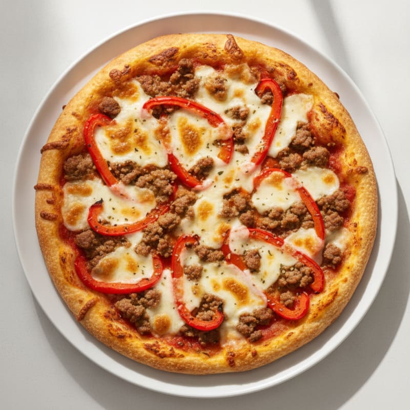 Lean Beef Pizza with Cauliflower Crust and Roasted Peppers