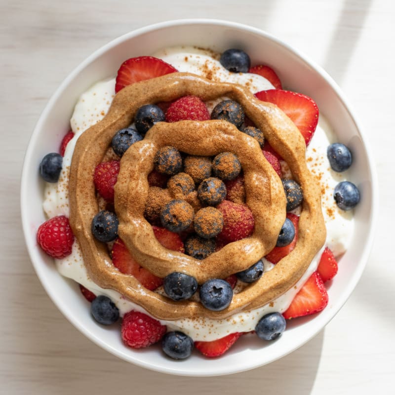 Greek Yogurt Protein Parfait with Berries and Almond Butter
