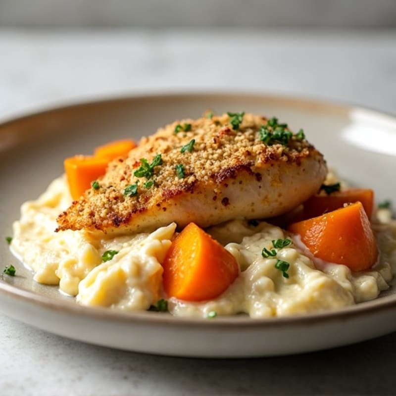 Creamy Chicken and Sweet Potato Bake with Crispy Herb Topping