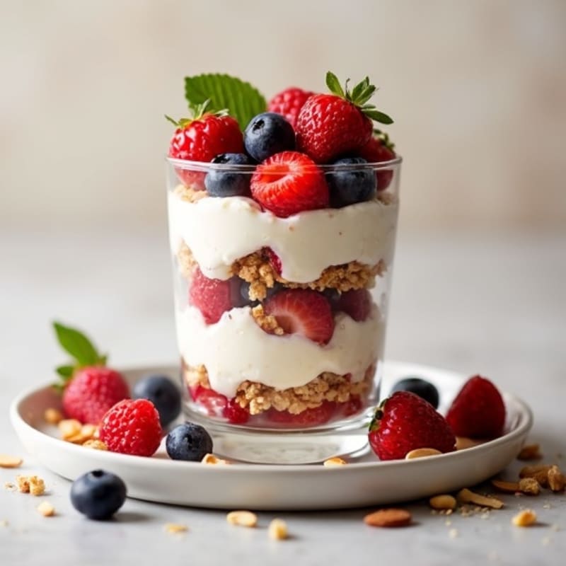 Cottage Cheese and Berry Protein Parfait with Almonds