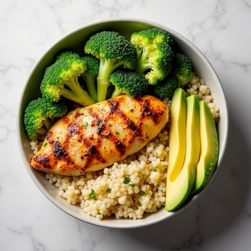Grilled Chicken Breast with Quinoa and Steamed Broccoli