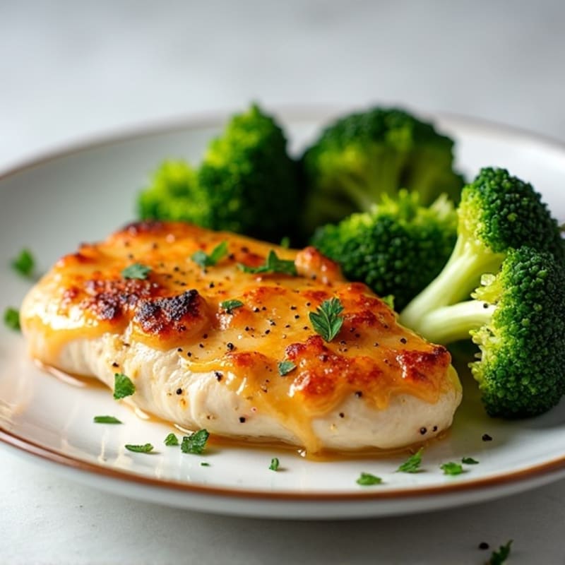Lemon-Garlic Pan-Seared Chicken Breast with Roasted Broccoli